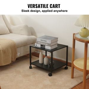 2-Tier CARB Certified Black Printer Stand Desk for Home Office 2-Level Printer Cart with Storage Shelves for Scanner & Fax - Product Image 6