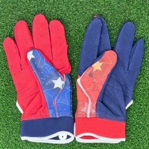 <b>Full</b> Finger Sports Gloves Red Blue Sublimation Print Hook And Loop Closure Non <b>Slip</b> Polyester Unisex All Seasons - Product Image 2