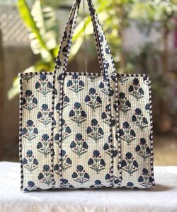 Minimal <b>Yellow</b> Floral Quilted Tote <b>Bag</b> Soft Cotton Everyday Handbag Chic Casual Tote - Product Image 4