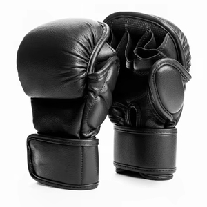 Guantes Profesionales de Piel Negra para MMA, Guantes de Combate con Acolchado Reforzado para Entrenamiento de Artes Marciales y Deportes de Combate - Product Image 4