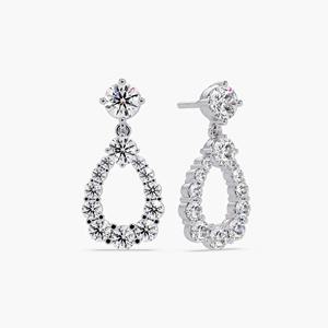 Boucles d'oreilles pendantes audacieuses en or 14 carats avec diamants de laboratoire ronds et en forme de goutte 3,20 carats, bijoux raffinés élégants pour occasions spéciales - Product Image 4