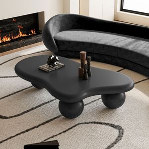 Tavolino da Caffè a Forma di Nuvola da 47 Pollici con 3 Gambe a Sfera, Nero, per Soggiorno - Product Image 4