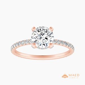 Rose Gold Plated Silver Ring Prong Elegant Bridal Wedding Anniversary Promise Engagement Jewelry Women Daily Wear Gift Luxury - Product Image 1