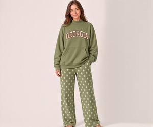 Ensemble de survêtement 2 pièces pour femme, col montant, coupe ample, pull avec poche kangourou, imprimé étoiles, pantalon de survêtement à jambe droite - Product Image 6