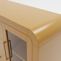 Buffet de salon avec trois tiroirs centraux et deux portes vitrées latérales, design écologique, garantie 1 an
