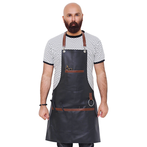 Delantal de cuero con múltiples bolsillos, ropa de trabajo clásica para barberos y peluqueros de mascotas - Product Image 1