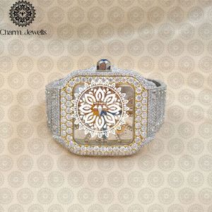 Charm Jewells Montre de luxe pour femme en acier inoxydable, boîtier tonneau de 38 mm, lunette sertie de diamants, quartz analogique, fermoir pliant - Product Image 1