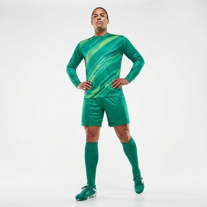 Camiseta de Fútbol Sublimada Verde para Hombre, Manga Larga, Absorbe la Humedad, Uniforme Deportivo, Ropa de Fútbol para Todas las Temporadas - Product Image 3