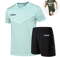 Ensemble de shorts de sport à séchage rapide pour hommes, noir, 100 % coton, ODM, haut à manches courtes pour la gym, short à taille élastique, couleur unie