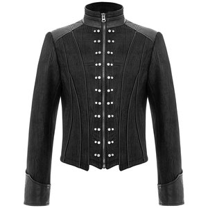 Men's Steampunk Short <b>Jacket</b> Black <b>Gothic</b> 95% Polyester 5% Spandex Leather Rivet Studs <b>Jackets</b> 2026 - Product Image 1