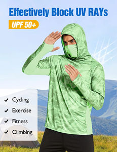 Chemises de pêche à manches longues pour hommes, protection UV, respirantes, séchage rapide, vêtements de chasse, sweats à capuche, chemises de pêche légères pour l'extérieur avec masque - Product Image 3