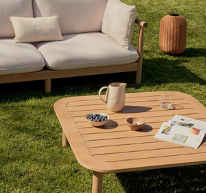 Conjunto de Sofá de Jardín en Forma de L de Madera de Teca Moderna con Mesa de Centro para Villa, Resort, Patio, Terraza, Asientos Exteriores de Lujo - Product Image 4