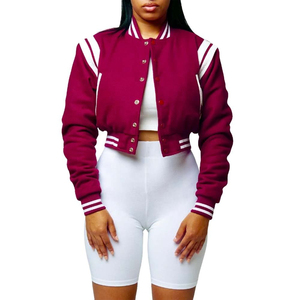 Nouvelle arrivée : veste varsity légère pour femmes, coupe courte, manches longues, séchage rapide, prix de gros d'usine, vêtements à prix avantageux - Product Image 4