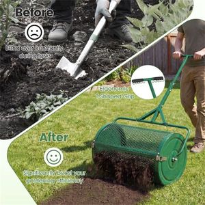 Spargitore per Prato da 24 Pollici per Terriccio, Sabbia e Fertilizzante, Spargitore di Compost con Rete da 0,75 x 0,5 Pollici, Verde - Product Image 5