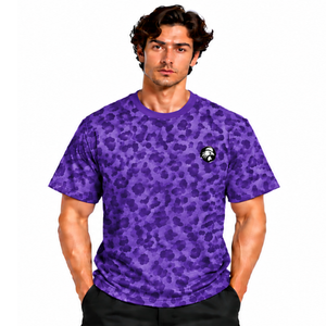 Deep Purple <b>Leopard</b> <b>Print</b> T <b>Shirt</b> Short Sleeve Casual Fashion Crew Neck Pattern Tee Lightweight Comfortable Streetwear Daily Top - Product Image 1