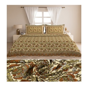 Simple Quality Plant Manthan Hand Block Printed 100% Cotton 200TC Anti Dust Mite All-Season <b>Bedspread</b> Coverlet Set Boho Indian - Product Image 1