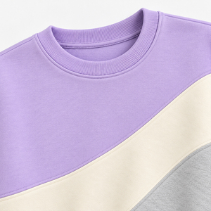 Sweat-shirt à col rond pour femme, colorblock, coupe ample, épaules tombantes, avec empiècements contrastants incurvés, style streetwear décontracté - Product Image 4
