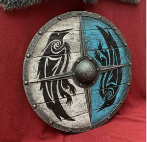 Escudo Vikingo Redondo de Madera Tallado a Mano, Decoración Medieval para Pared, Placa Decorativa Vintage para el Hogar, Disfraz Temático - Product Image 3