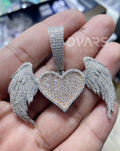 จี้รูปหัวใจปีกนางฟ้า เงินแท้ 925 ประดับเพชรระยิบระยับ จี้รูปหัวใจแบบซับลิเมชั่น จี้ปีกแบบฮิปฮอป เครื่องประดับฮิปฮอป - Product Image 3