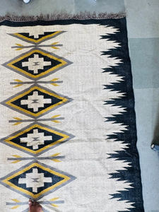 Black Ivory Mustard Handwoven Wool Jute Area <b>Rug</b> Geometric Tribal Kilim <b>Boho</b> Southwestern Living Room Custom Size Carpet - Product Image 4