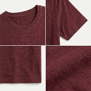 Camiseta de Manga Corta Acanalada de Alto Gramaje con Dobladillo Desgastado, Estilo Único, Ecológica, Transpirable, Mezcla de Poliéster/Algodón, Corte Regular - Product Image 6