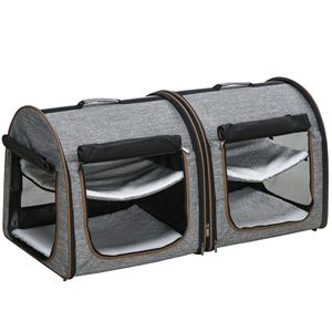 Trasportino per Gatti Portatile da 39 Pollici con Doppio Scomparto, Cuscini Morbidi e Borsa Portaoggetti per Esposizioni e Trasporto Animali Domestici - Product Image 1