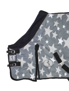Couverture de cheval en polaire à imprimé étoiles grises, imperméable, doublée de nylon 210D, pour l'équitation printemps-automne - Product Image 2