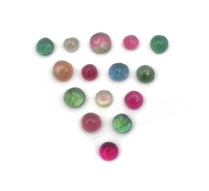 Tourmaline naturelle multicolore, cabochon rond, pierre précieuse en vrac, 10 carats, haute qualité, 3-5 mm, certifiée IGI pour la fabrication de bijoux - Product Image 4