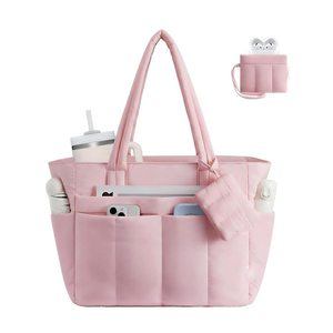 Bolso de Mano Tipo Tote para Portátil, Acolchado, de Color Sólido, con Cierre de Cremallera, de Poliéster, Grande, para Mujer - Product Image 2