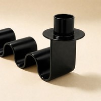 Porte-bougie double en métal noir, support à bougies coniques en fer moderne, design ondulé décoratif pour la décoration de la maison, centre de table