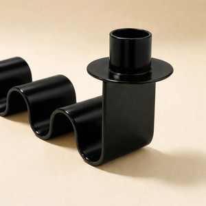 <b>Black</b> Metal Double Candle Holder Modern Iron Taper Candle Stand Decorative Wavy Design for Home Decor Dining Table Centerpiece - Product Image 2