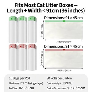 ถุงใส่ขยะแมวแบบมีเชือกรูดขนาดใหญ่ แบบหนา ทนทาน ใช้แล้วทิ้ง แบบม้วน สำหรับใช้ในบ้าน - Product Image 3