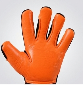 Elite Professional Hybrid Goalkeeper Gloves Orange palm With <b>Black</b> 4mm Contact Latex High Grip Soccer Goalie Gloves Hook Loop - Product Image 4