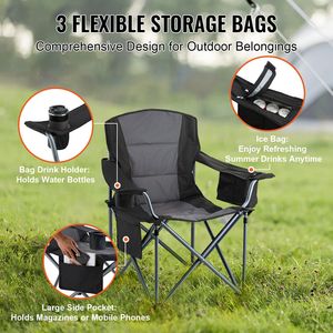 Sedia da Campeggio Pieghevole Robusta per Adulti con Supporto Lombare, Braccioli Imbottiti, Tasche Laterali e Portabicchieri - Product Image 5