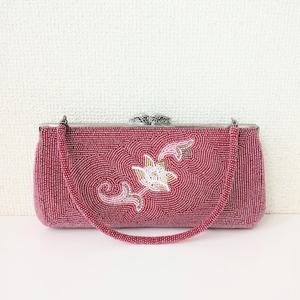 <b>Pink</b> Beaded Clutch Bag With Floral Embroidery Pattern Classic Style Handbag For Wedding Favors Trendy handbag Women fashion - Product Image 3