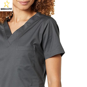 Women's Classic Fit V-Neck Short Sleeve <b>Scrub</b> Top with 3 Pockets, Moisture Wicking - Product Image 5