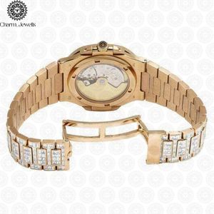 Montre de luxe Charm Jewells en acier inoxydable, cadran analogique, bracelet diamant, unisexe, mouvement mécanique, 40 mm, 10 bars - Product Image 3