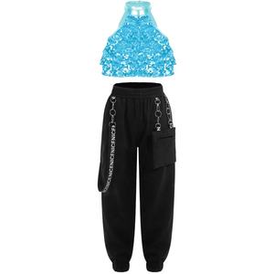 Conjunto de Top Corto y Pantalones de Baile de Salón para Niñas de 4 a 16 Años, para Competencia de Baile, Actuación en Escenario, Espectáculo Escolar, Disfraces de Baile - Product Image 3