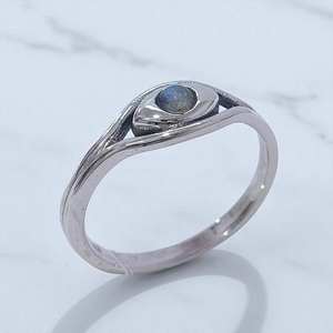 แหวนเงินแท้ 925 ประดับลาบราดอไรต์ธรรมชาติ แหวนทำมือ ราคาขายส่ง เครื่องประดับเงิน - Product Image 2