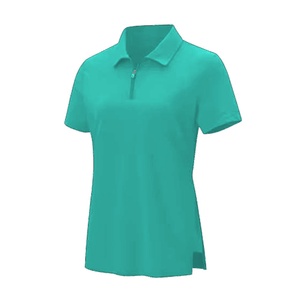 Polo à manches courtes pour femme, col zippé, vert sarcelle, pour le golf, le tennis, les sports, vêtements de sport décontractés, vêtements athlétiques respirants - Product Image 1