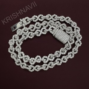สร้อยคอแบบ Cuban Link ขนาด 10 มม. ประดับเพชร VVS Lab Diamond ดีไซน์ Infinity Chain สไตล์ฮิปฮอป  แบบสั่งทำได้  สำหรับผู้ชายและผู้หญิง  เครื่องประดับสุดหรู  เหมาะเป็นของขวัญ - Product Image 3