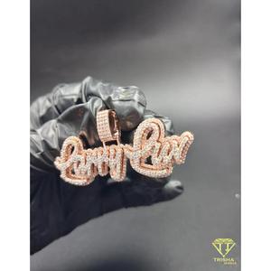 Iced Out Script <b>Name</b> Pendant Moissanite Diamond Hip Hop <b>Necklace</b> Rose Gold <b>Custom</b> Bling Jewelry Gift - Product Image 4