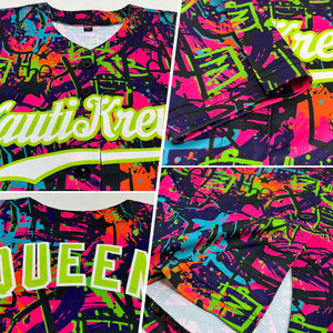 Custom Neon Splatter Baseball Jersey Sublimated Print Quick Dry Unisex Adult Short Sleeve Teamname 00 Personalized Sport Apparel - Product Image 5