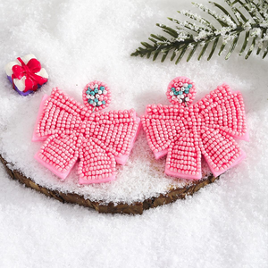 Lazo Rosa con Cuentas de Cristal, Estilo Boho, Hecho a Mano, Lindo y Elegante, para Mujer, Regalo de Navidad para Fiestas, por MULTI CRAFT - Product Image 4