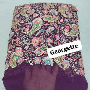 งานปักลายจอร์เจตต์หลากสี ชุดเดรสยาวแบบอานาร์กาลีผ้าจอร์เจตต์หนาหลายสีสุดหรู พร้อมลวดลายประณีต - Product Image 1