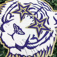 Nouveaux patchs en chenille brodés avec un œil doré et un tigre blanc, à coller au fer, logo personnalisé pour les vêtements