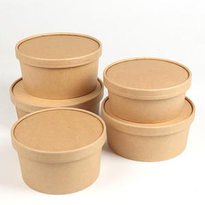 Kraft <b>Paper</b> Round Salad <b>Bowls</b> Lid Biodegradable Recyclable Meal Prep Camping Takeaway Food Containers for Restaurant Desserts - Product Image 5