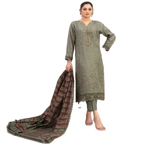 Vestido Tawakkal de 3 Piezas para Verano, Bordado Pakistaní Nurten, Viscosa Cómoda para Uso Diario, Ideal para Bodas Indias y Fiestas - Product Image 1