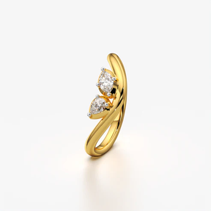 Bague en or massif 14K/18K avec diamants de laboratoire style Chevron, poire et marquise, motif torsadé et bande ondulée – Cadeau élégant - Product Image 2