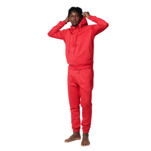 Chándal Rojo con Capucha para Hombre, Sudadera con Cierre Completo y Bolsillos Laterales, Transpirable, de Algodón, Informal, para Otoño - Product Image 1